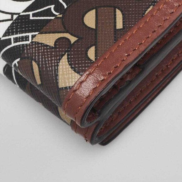 Burberry Brown/Black Monogram Coated Canvas TB Compact Wallet - Picture 3 of 9